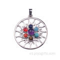 Whoelsale ronda Chakra Reiki cristal Yoga equilibrio encanto joyería colgante